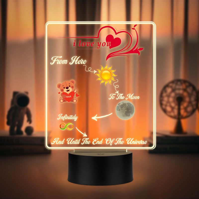 Acrylic Led Lamp Romantic Gift for Couples Warm White Light Gift Item for Wedding, Anniversary, Birthday & Valentine's Day (I Love You)